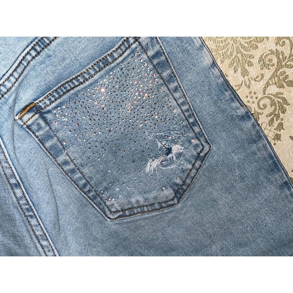 Abercrombie & Fitch Celestial Whimsy Women's Denim Jean Shorts Upcycled Sz. 6 - Picture 4 of 8